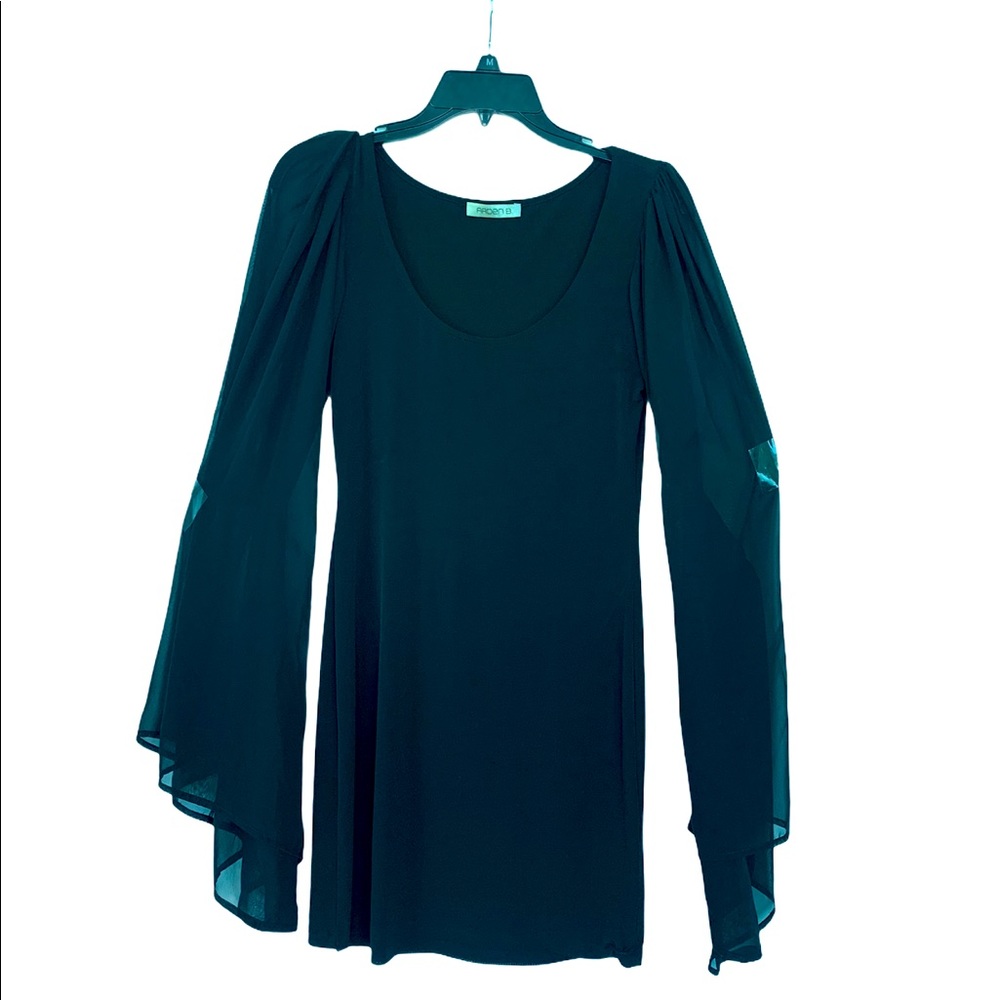 Arden B Bodycon dress w/ sheer long flare …